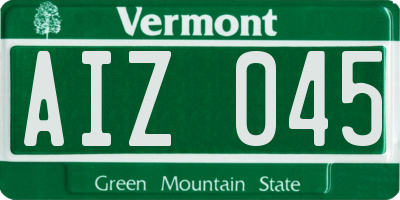 VT license plate AIZ045