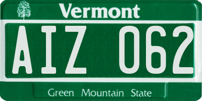 VT license plate AIZ062
