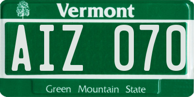 VT license plate AIZ070