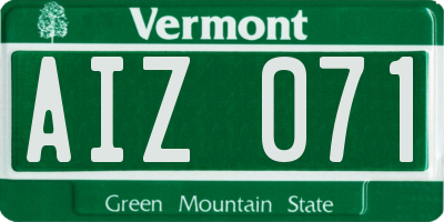 VT license plate AIZ071