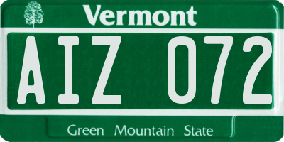 VT license plate AIZ072
