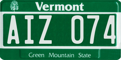 VT license plate AIZ074