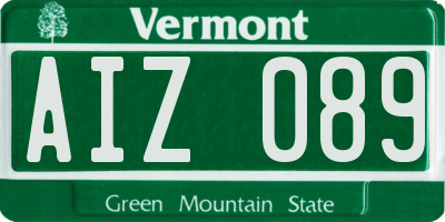 VT license plate AIZ089