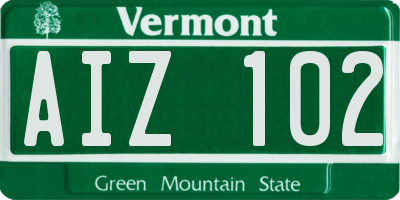 VT license plate AIZ102
