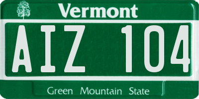 VT license plate AIZ104