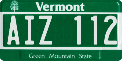 VT license plate AIZ112