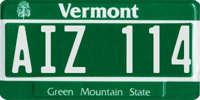 VT license plate AIZ114