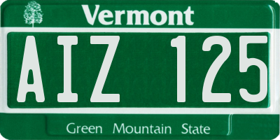 VT license plate AIZ125