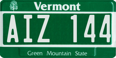 VT license plate AIZ144