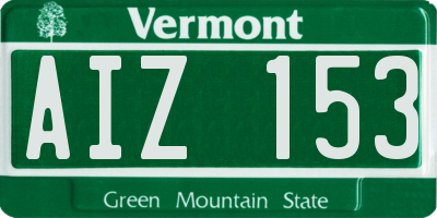 VT license plate AIZ153