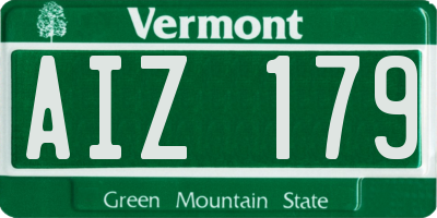 VT license plate AIZ179