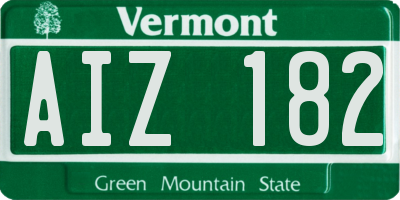 VT license plate AIZ182