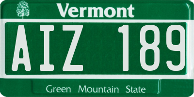 VT license plate AIZ189