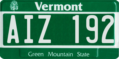 VT license plate AIZ192