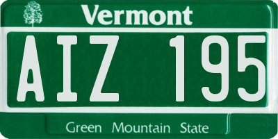 VT license plate AIZ195