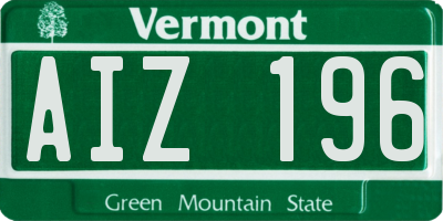 VT license plate AIZ196