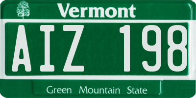 VT license plate AIZ198