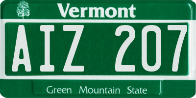 VT license plate AIZ207