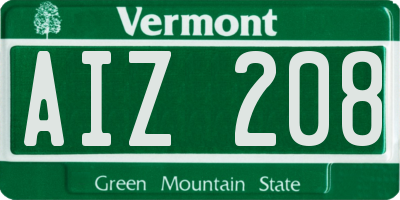 VT license plate AIZ208