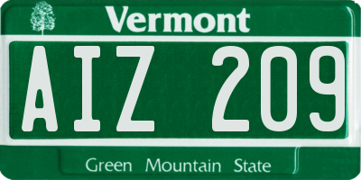 VT license plate AIZ209