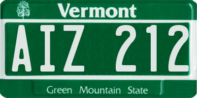VT license plate AIZ212