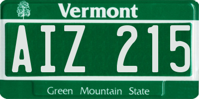 VT license plate AIZ215