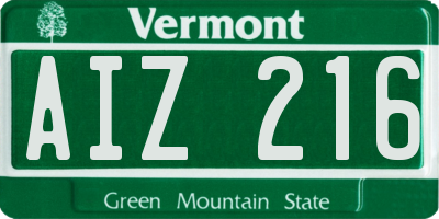 VT license plate AIZ216