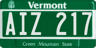 VT license plate AIZ217