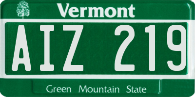 VT license plate AIZ219