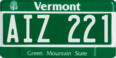 VT license plate AIZ221