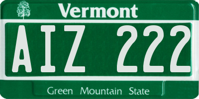 VT license plate AIZ222
