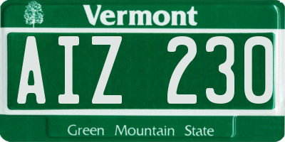 VT license plate AIZ230