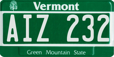 VT license plate AIZ232