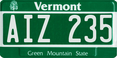 VT license plate AIZ235