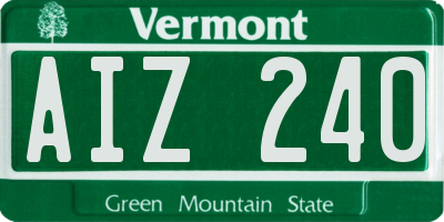VT license plate AIZ240