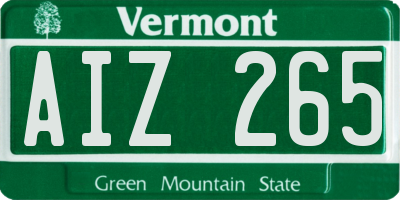 VT license plate AIZ265