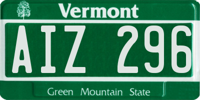 VT license plate AIZ296