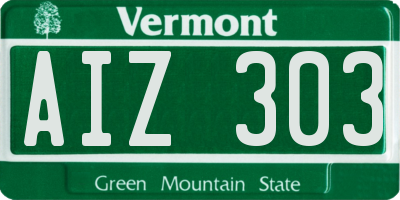 VT license plate AIZ303