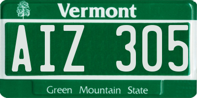 VT license plate AIZ305
