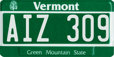 VT license plate AIZ309