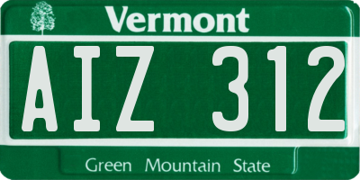 VT license plate AIZ312