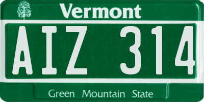 VT license plate AIZ314