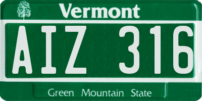 VT license plate AIZ316