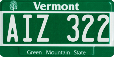 VT license plate AIZ322