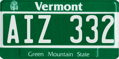 VT license plate AIZ332