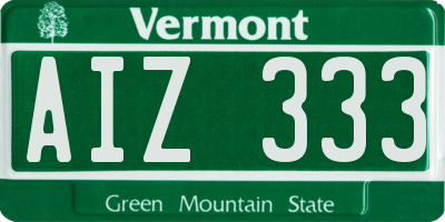 VT license plate AIZ333