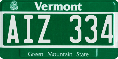 VT license plate AIZ334