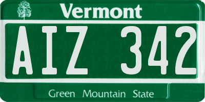 VT license plate AIZ342