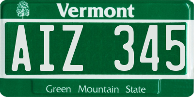 VT license plate AIZ345