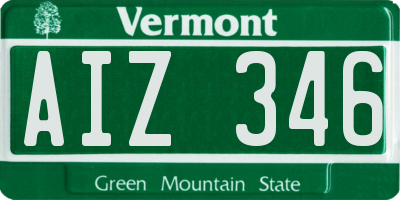 VT license plate AIZ346